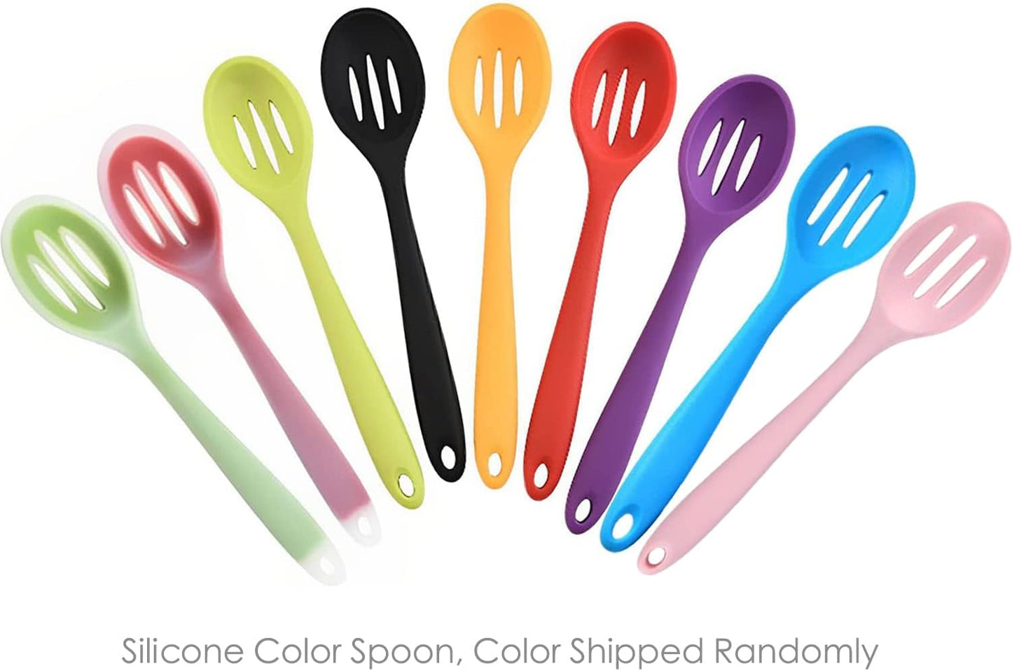 4 Pieces Silicone Slotted Spoons,Nonstick Mixing Serving Spoons for Kitchen Cooking Bake Stir Draining Tool
