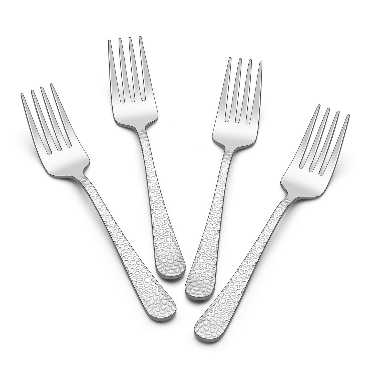 E-far Hammered Slotted Serving Spoons, 4-Piece Stainless Steel Tablespoons Hostess Serving Utensils Set for Catering Buffet Party Wedding Kitchen Restaurant, Dishwasher Safe
