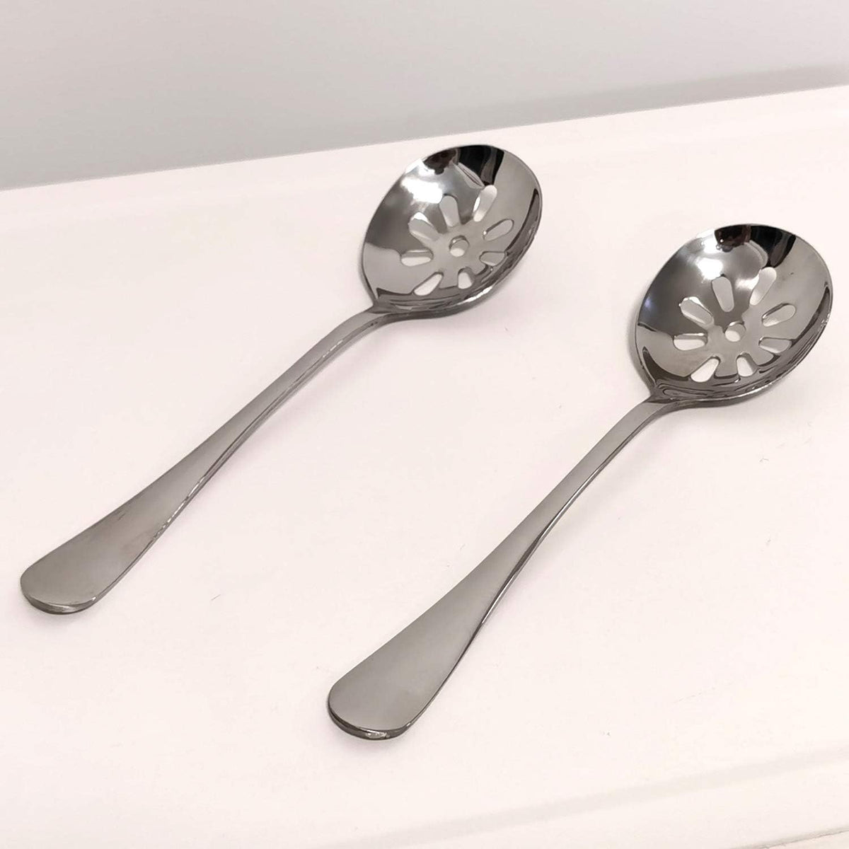 2-Pack 7.7-inch Stainless Steel Slotted Soup Serving Spoon Colander for Buffet, Dinner, Restaurants, Kitchen (Slotted Spoon)