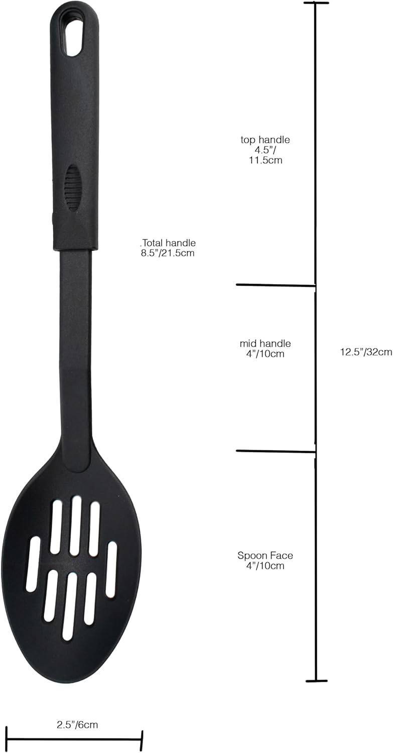 Norpro Nylon 12-Inch Slotted Spoon, 1-Pack, Black