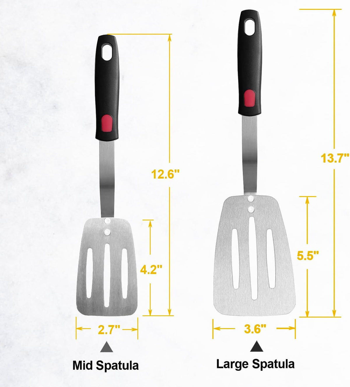 Stainless Steel Flexible Spatula, Thin Metal Turners, 2Pack(S+XL) Slotted