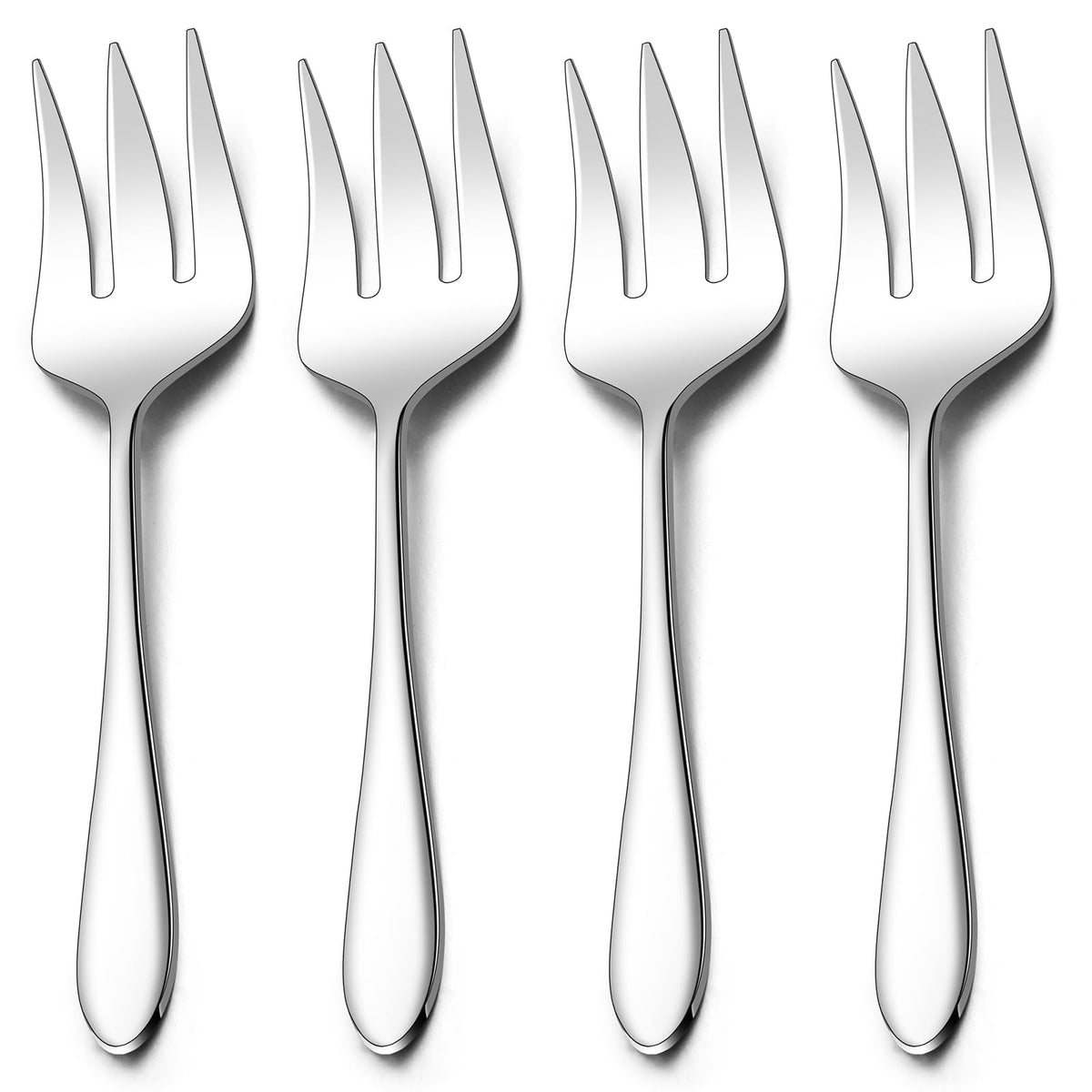Stainless Steel Slotted Serving Spoons, E-far 4-Piece Metal Tablespoons Hostess Serving Utensils Set for Catering Buffet Party Kitchen Restaurant, Dishwasher Safe
