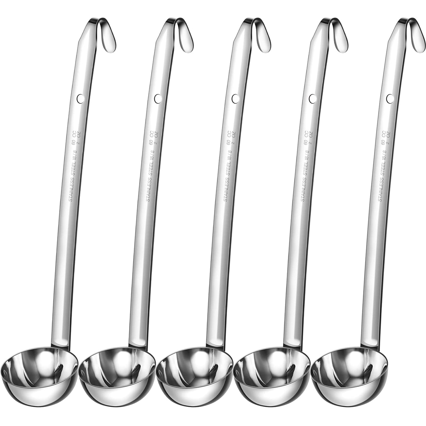 Cunhill 5 Pcs Soup Ladles Stainless Steel Serving Ladles with Long Handle for Serving, Cooking, Stirring, Portioning Kitchen Restaurant Accessories(4 oz)