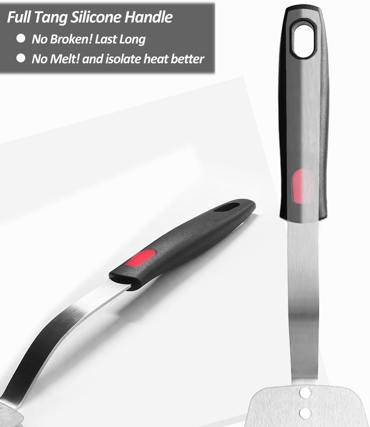 Stainless Steel Flexible Spatula, Thin Metal Turner, X' Large Solid