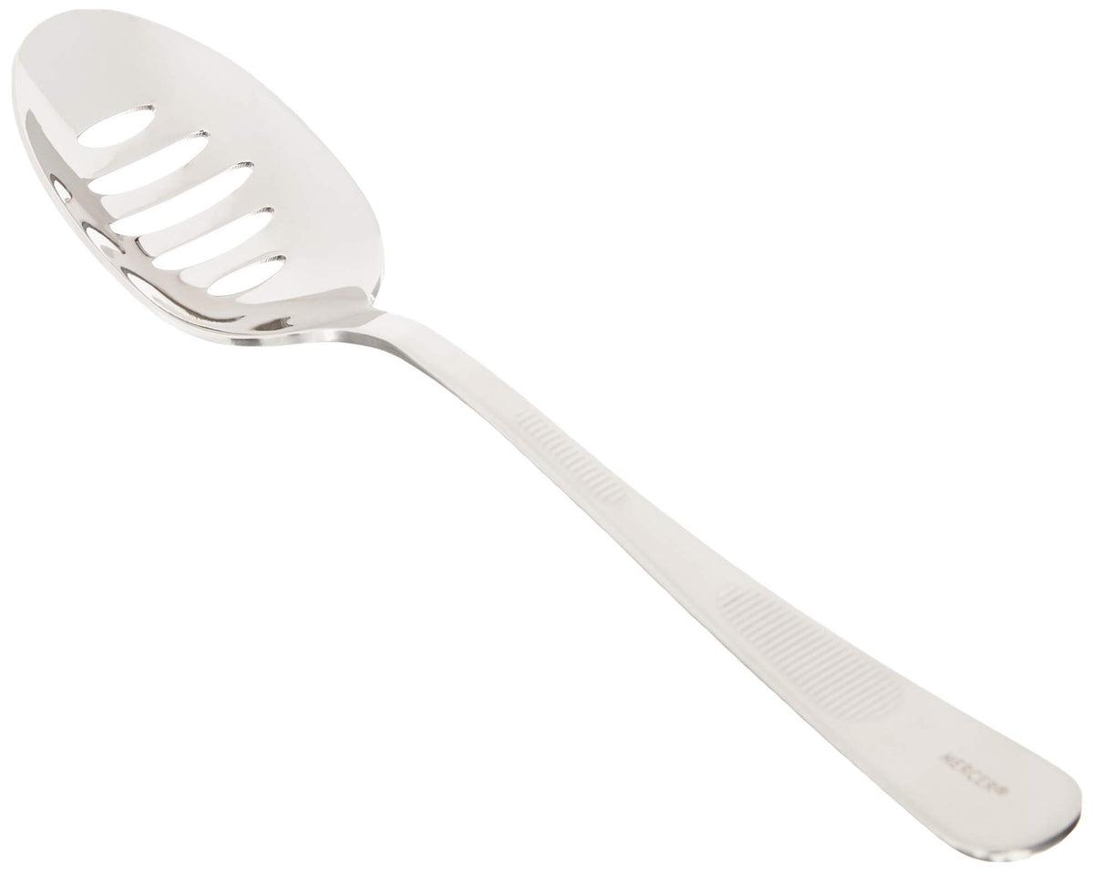 Mercer Culinary 18-8 Stainless Steel Plating Spoon with Slotted Bowl, 7-7/8 Inch,Silver