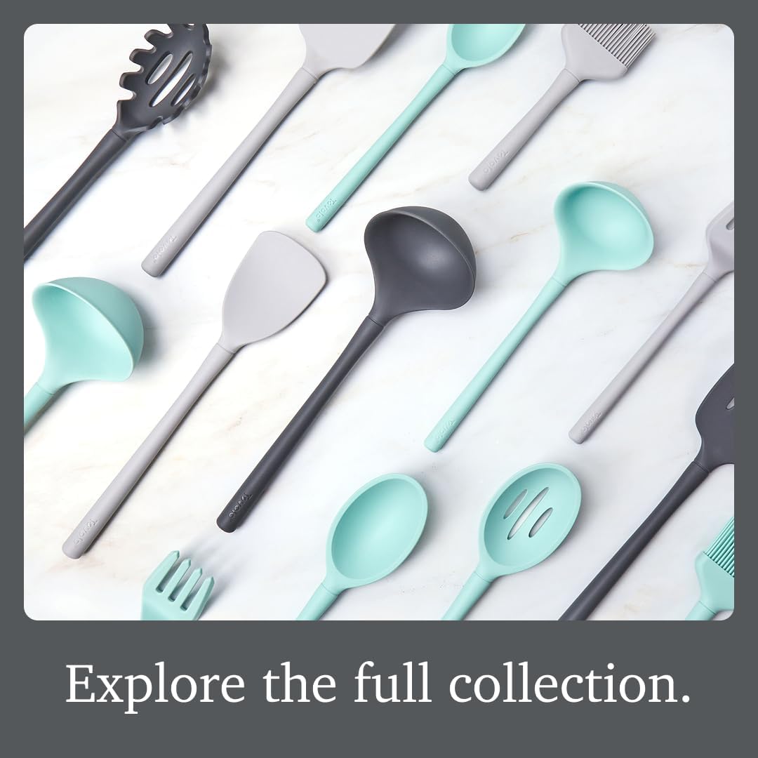 Tovolo Flex Core Small Silicone Ladle Aqua Seafoam Green Heat Safe Silicone Soup Ladle BPA Free, Dishwasher Safe Small Kitchen Ladle with Precision Pour Lip for Serving Sauces Soups Gravies