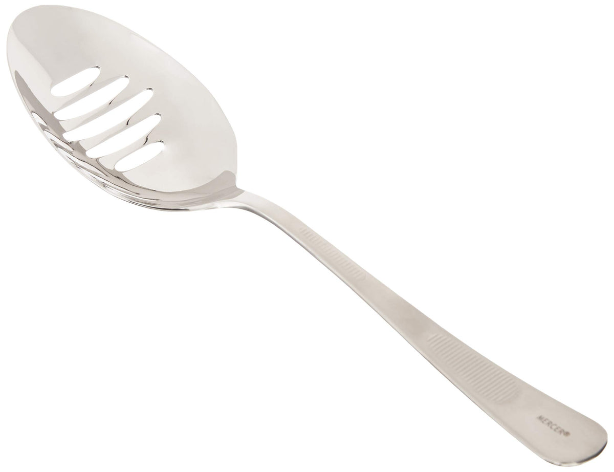 Mercer Culinary 18-8 Stainless Steel Plating Spoon with Slotted Bowl, 7-7/8 Inch,Silver