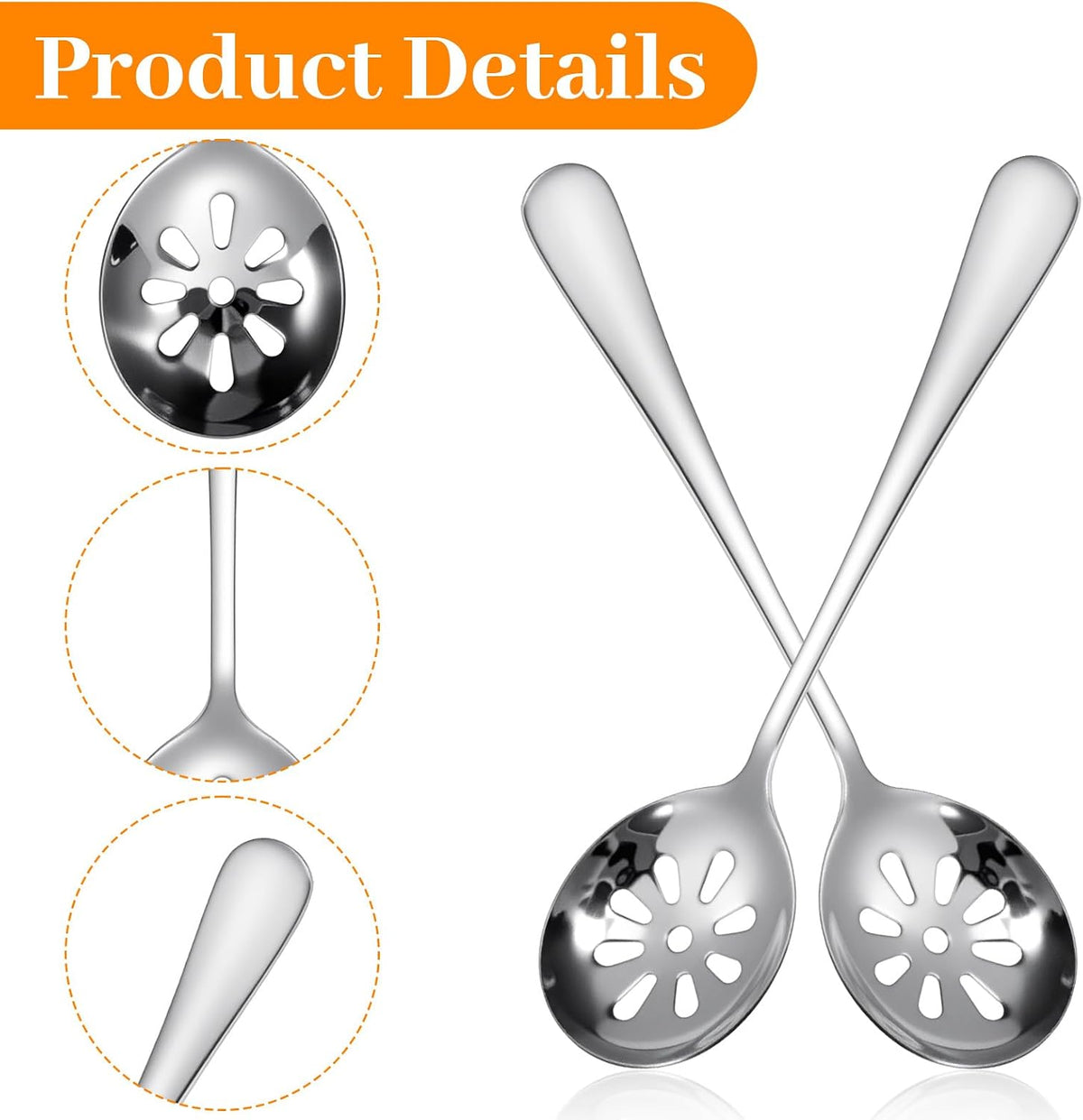 3Pcs 7.8 Inch Slotted Spoon, Serving Spoons, Dips, Cereals (10 Holes)
