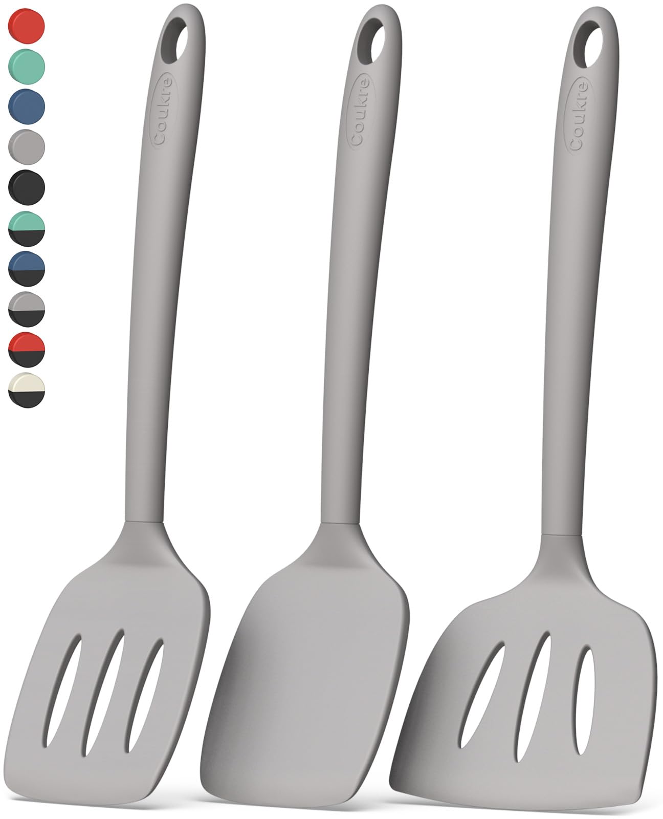 Coukre 3 Pack Silicone Spatula Set, Heat Resistant to 500°F, BPA-Free