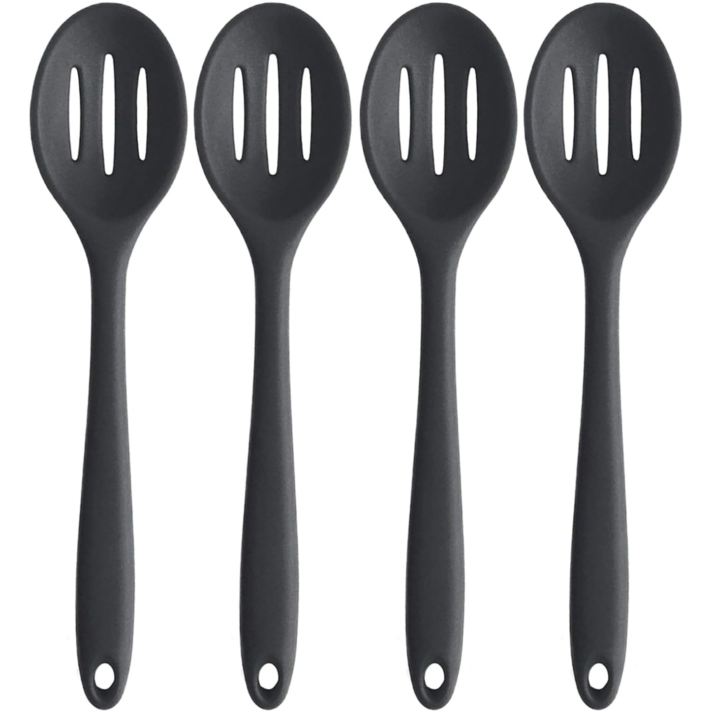 4 Pieces Silicone Slotted Spoons,Nonstick Mixing Serving Spoons for Kitchen Cooking Bake Stir Draining Tool