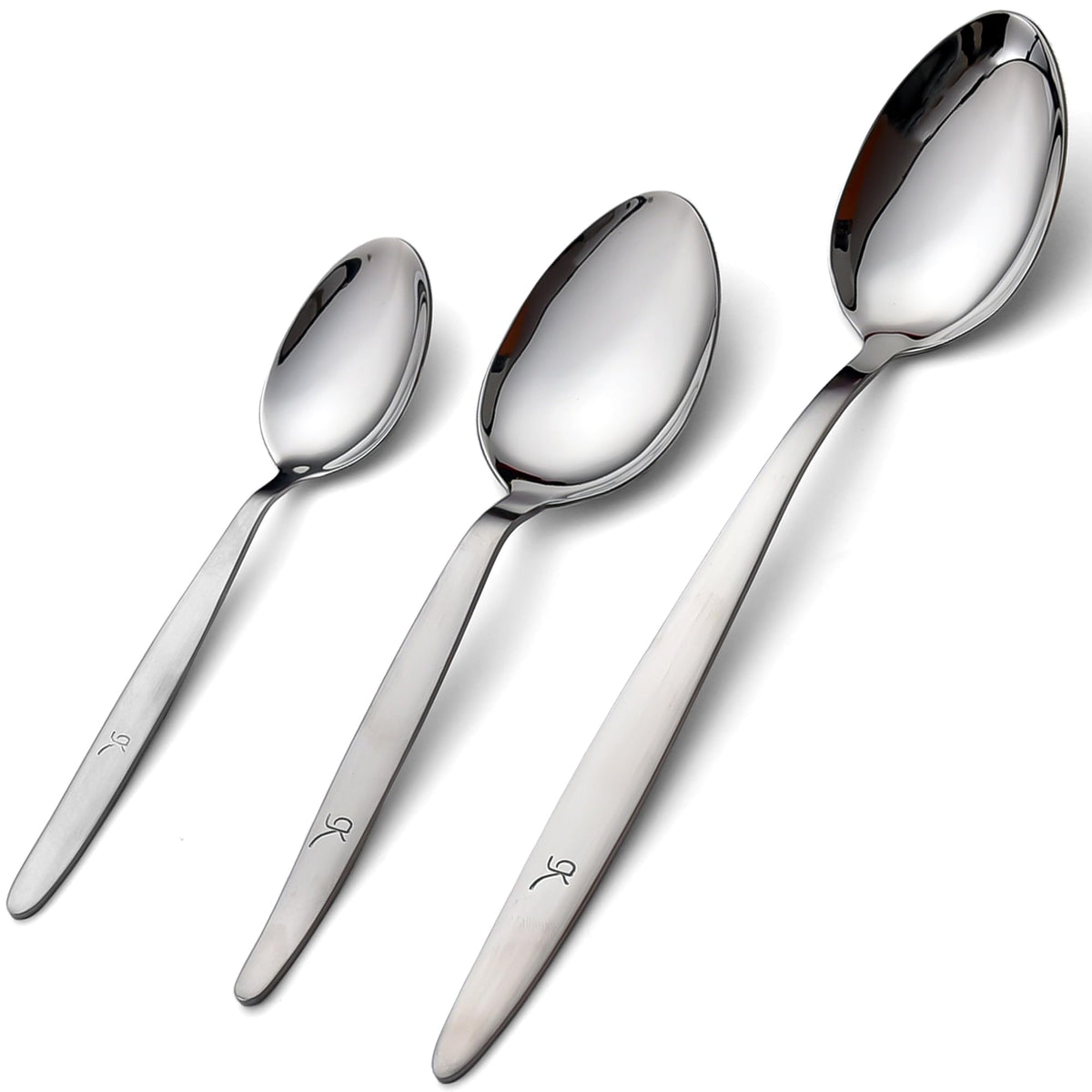 3-PCS Kunz Spoon | 9 Inch 18/10 Stainless Steel Serving Spoons Set Include Serving Spoon, Slotted and Perforated Spoons (Medium 9 Inch, 3 Pack All Kunz)
