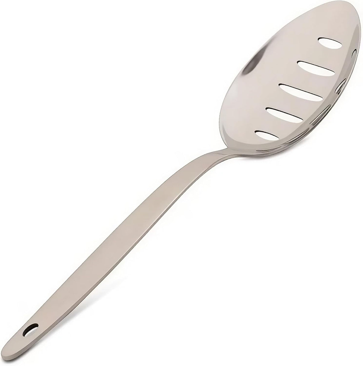Chef Kunz Slotted Spoon | 9 Inch 18/10 Stainless Steel Silver Chef Cooking Spoons | Basting, Quenelle, Plating Spoon for Draining and Serving, Dishwasher Safe (Slotted)