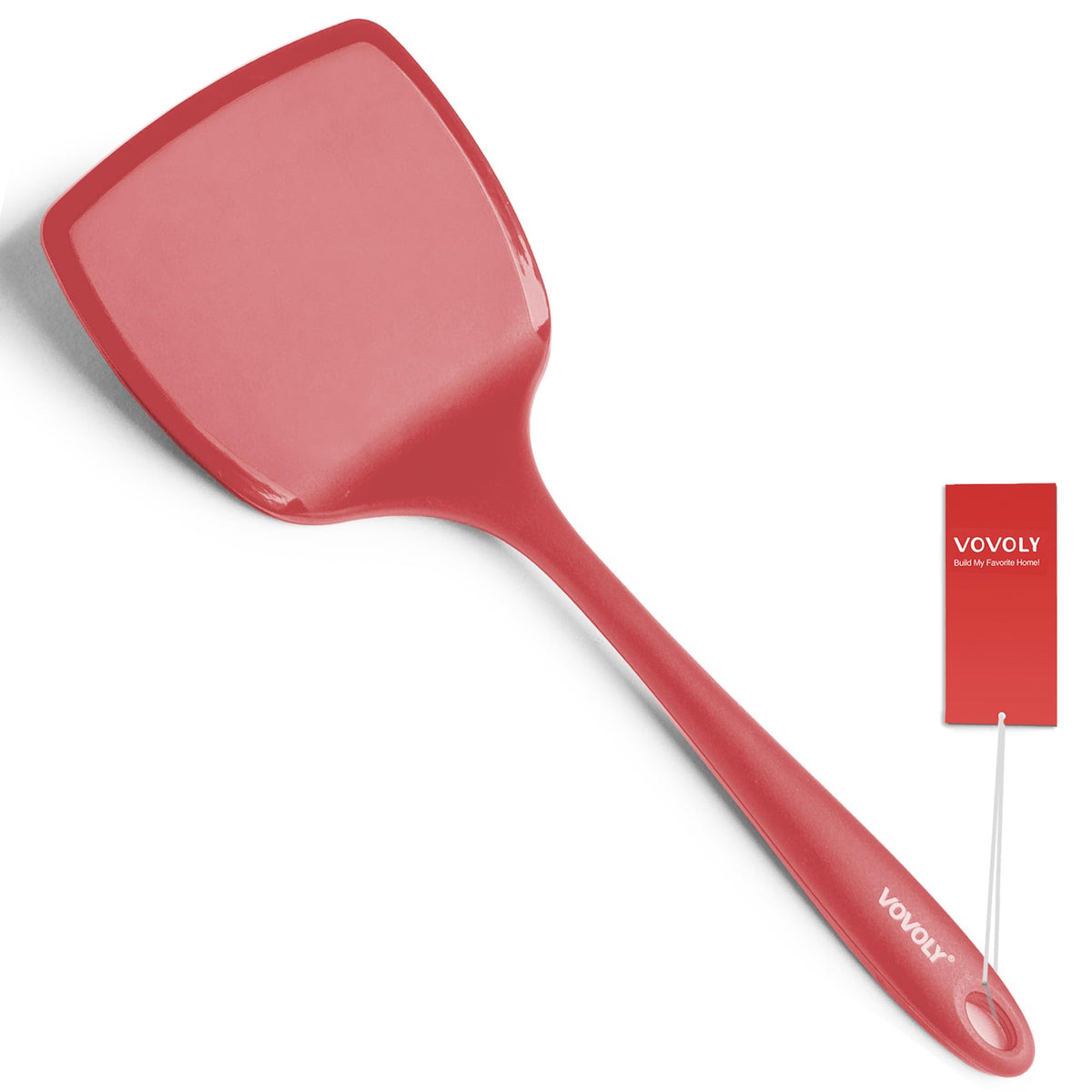 Silicone Pancake Spatula Turner with Lengthened Handle, Heat Resistant Cooking Spatulas for Nonstick Cookware, Large Flexible Kitchen Utensils BPA Free Rubber Flipper for Egg, Pancake, Fish, Burger