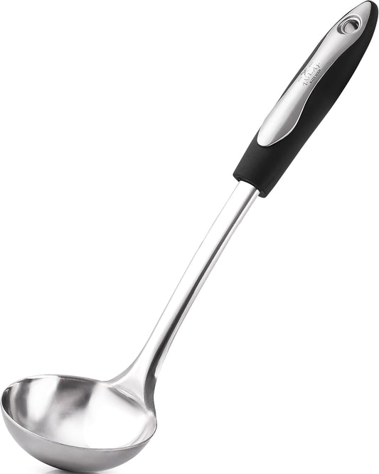 Zulay Kitchen Premium Soup Ladle - 12" Stainless Steel with Non-Slip Silicone Handle