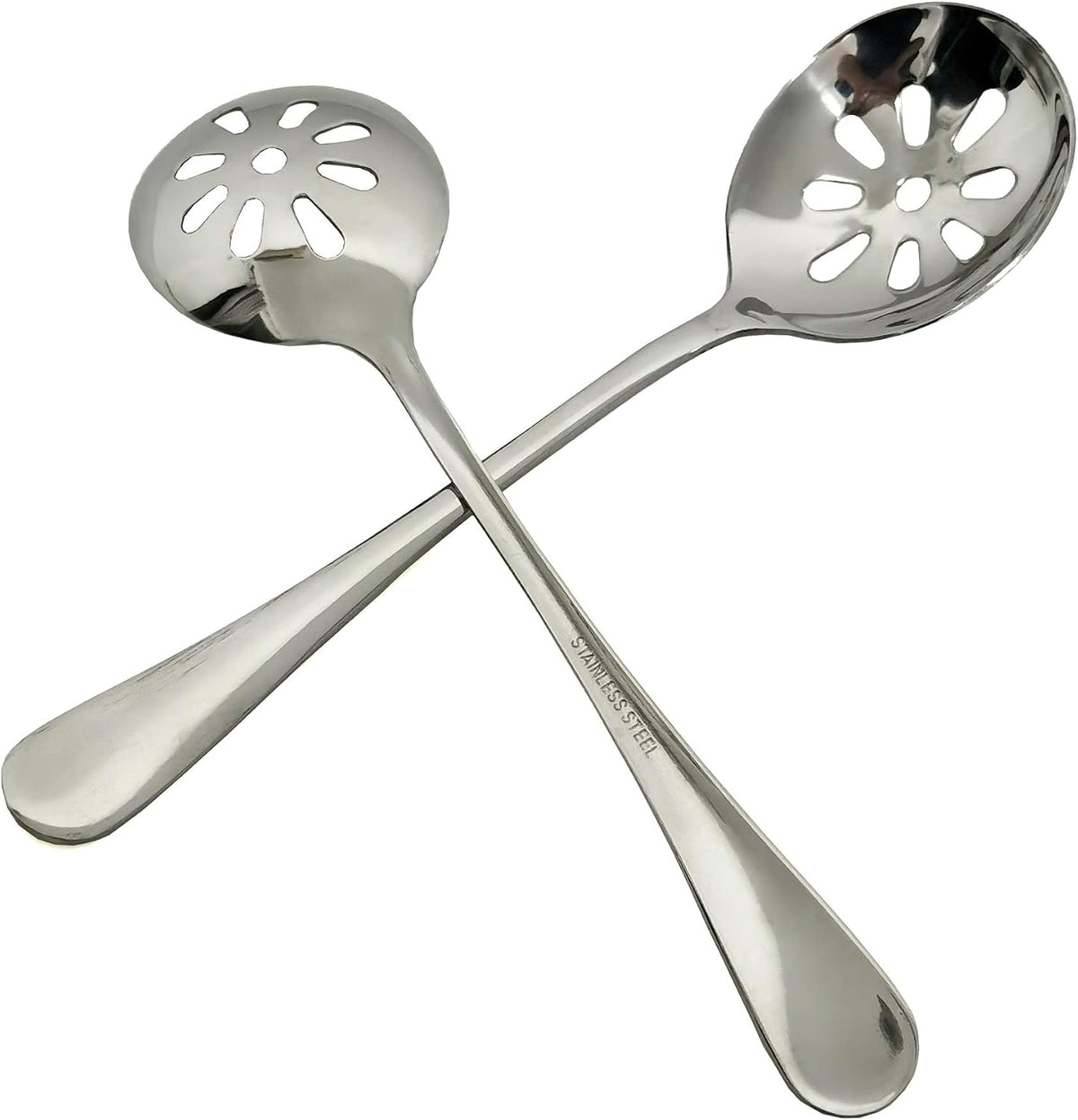 2-Pack 7.7-inch Stainless Steel Slotted Soup Serving Spoon Colander for Buffet, Dinner, Restaurants, Kitchen (Slotted Spoon)