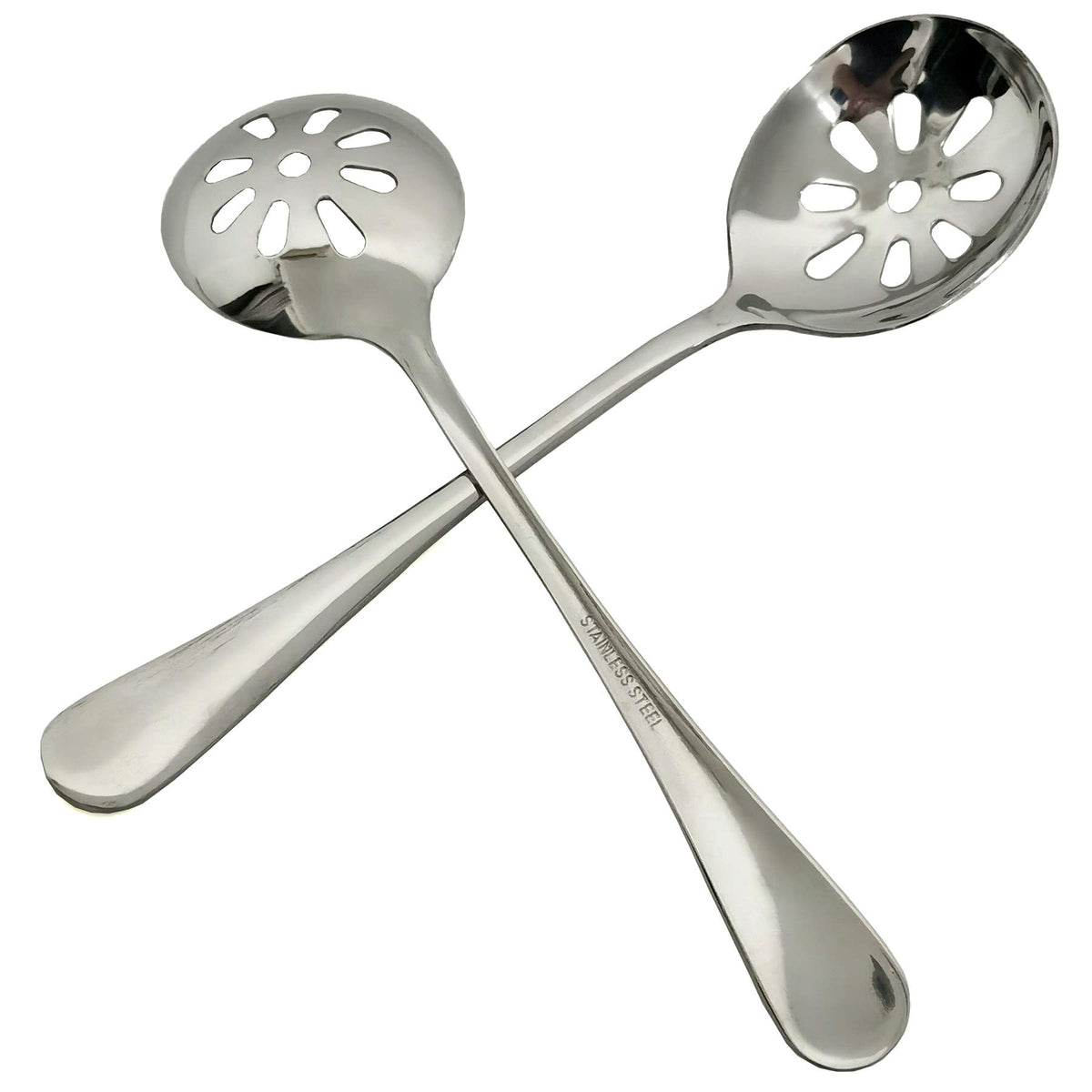 2-Pack 7.7-inch Stainless Steel Slotted Soup Serving Spoon Colander for Buffet, Dinner, Restaurants, Kitchen (Slotted Spoon)