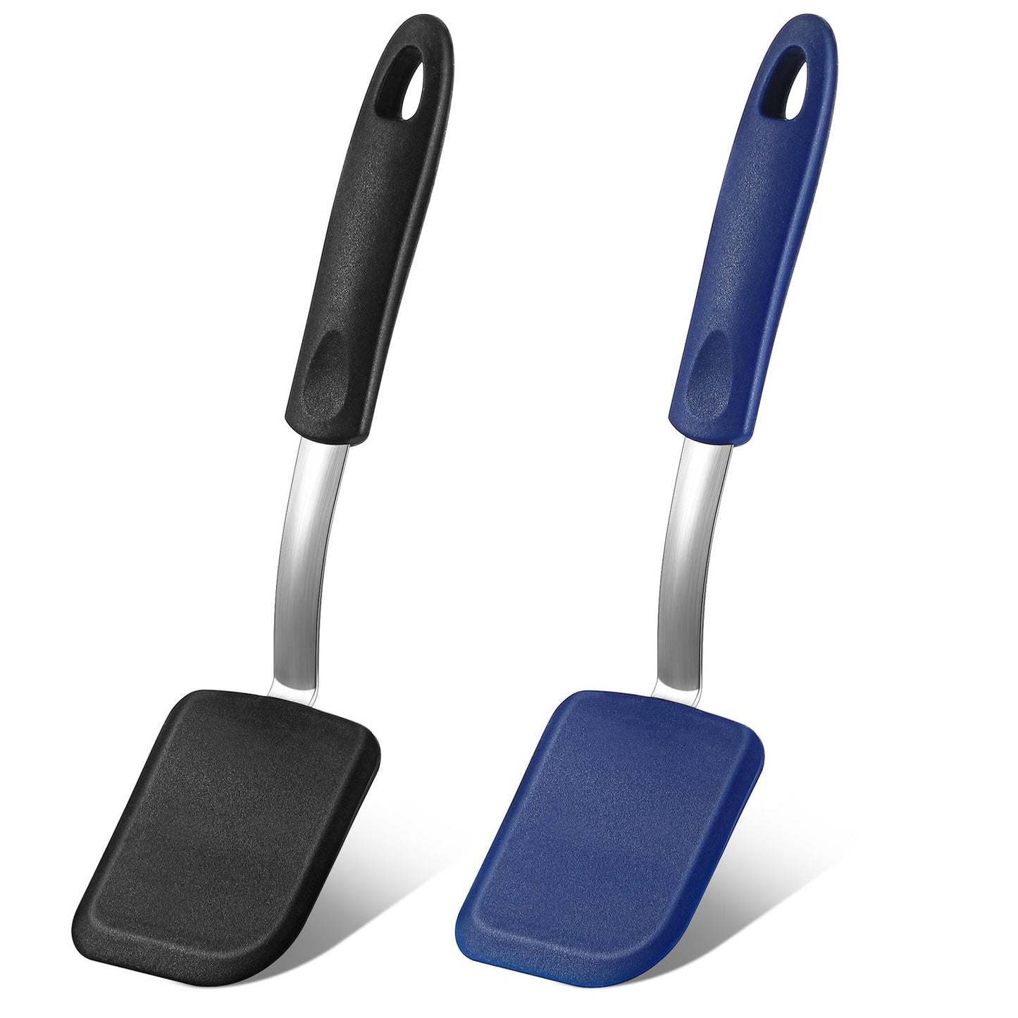 2 Pcs Mini Silicone Cookie Brownie Spatula,Solid Flat,Gray, Blue