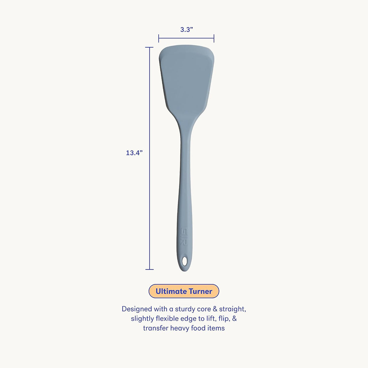 GIR: Get It Right Silicone Spatula Turner - Heat-Resistant & Non-Stick Core with Flexible Tip - Pancake Flipper - Dishwasher Safe, Ultimate Turner - 13IN - Slate