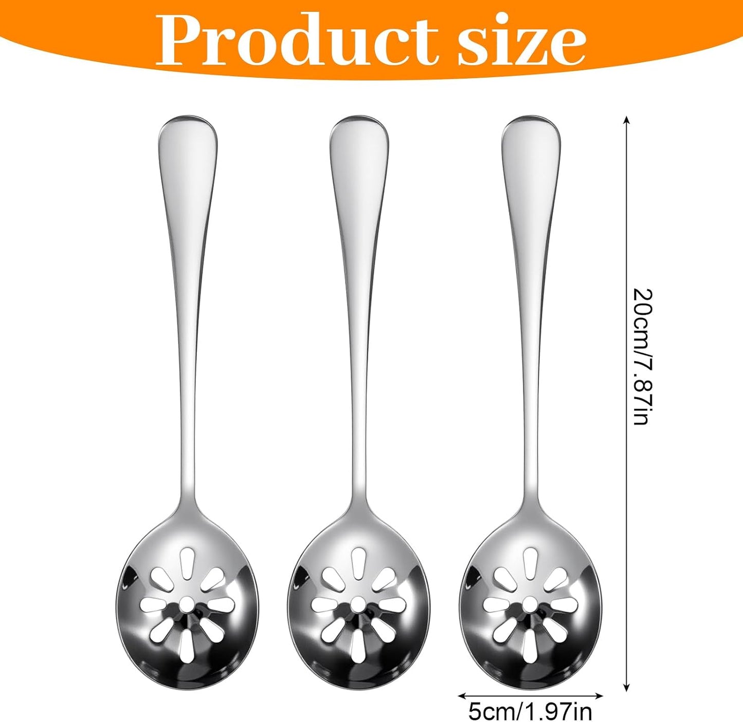 3Pcs 7.8 Inch Slotted Spoon, Serving Spoons, Dips, Cereals (10 Holes)