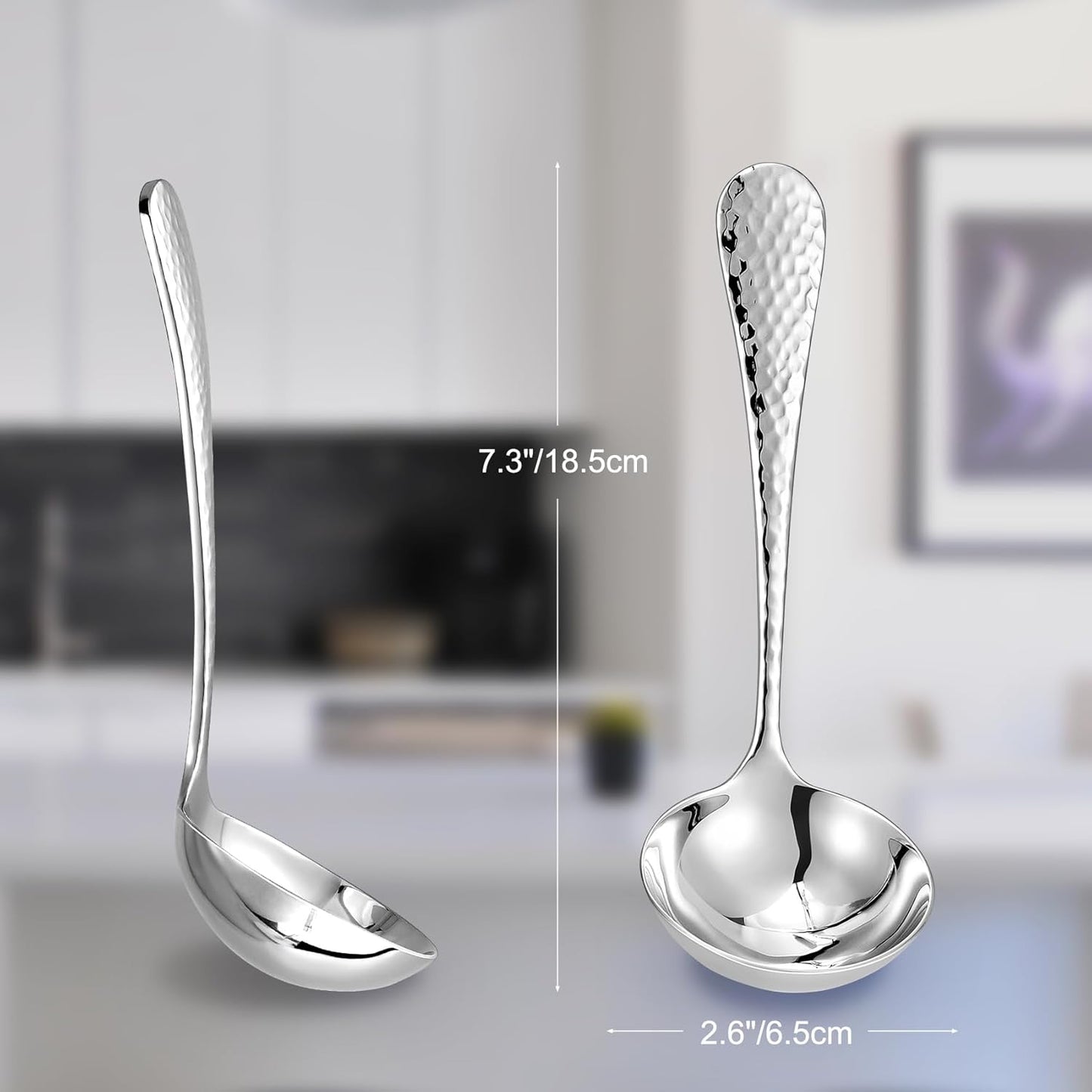 KEAWELL Premium 7.3-Inch Hammered 18/10 Stainless Steel Gravy Ladle