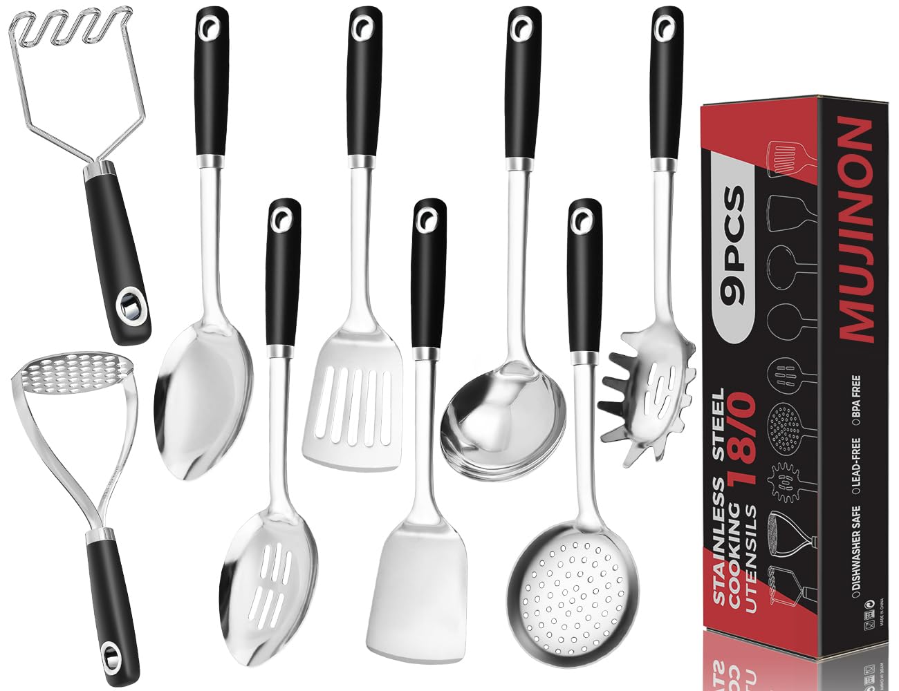 14-in Spatula Set, 18/0 Stianless Steel Heavy Duty Turner & Slotted Spatula, Kitchen Cooking Utensils Set, High Heat Resistant, Grilling Frying Serving Food, Pack of 2