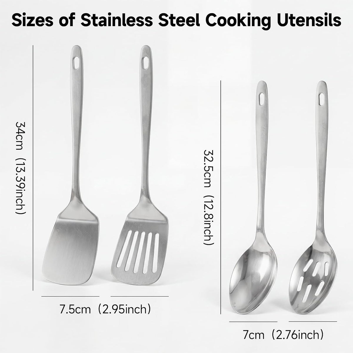 4PCS Stainless Steel Kitchen Cooking Utensils Spatula & Spoons Set