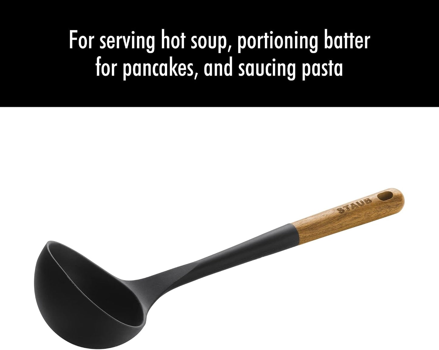 Staub Soup Ladle, Cooking Utensil, Non-Stick Silicone, Black