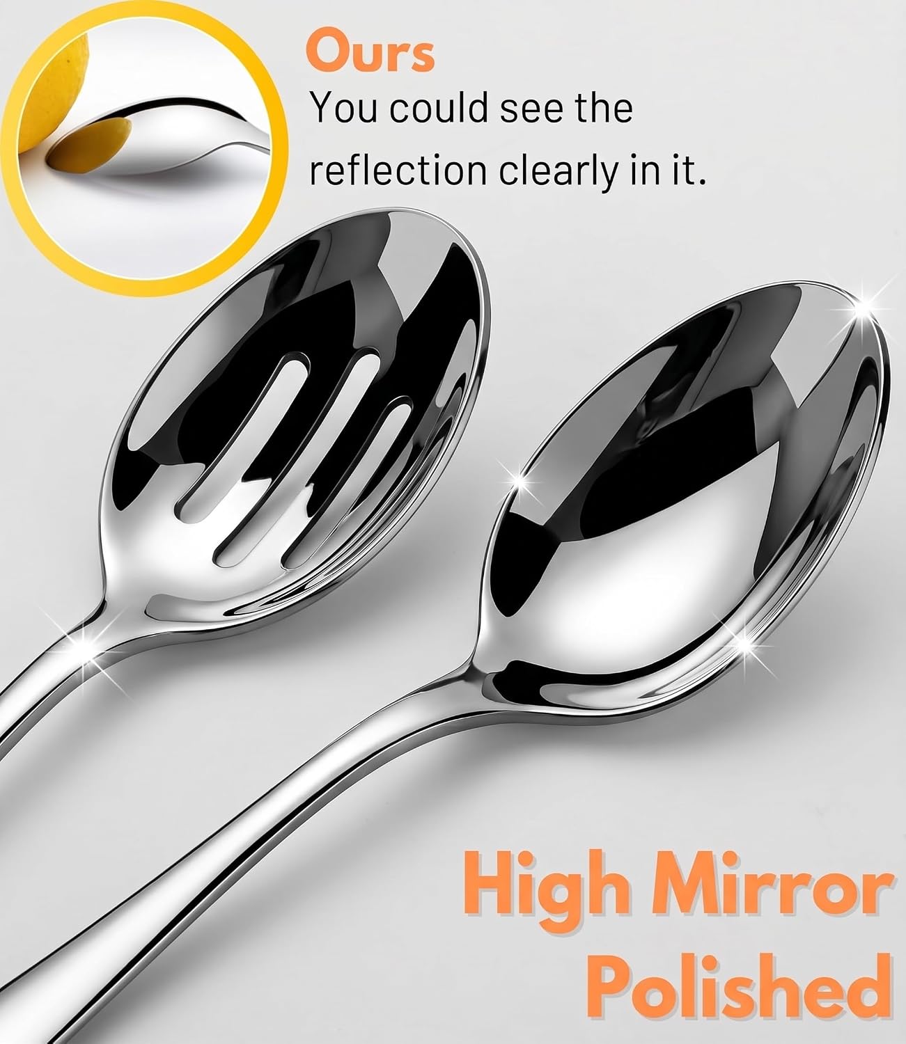 VIVANI 4-Piece Serving Spoons Set, 8.5-Inch Serving Spoon and Slotted Spoon