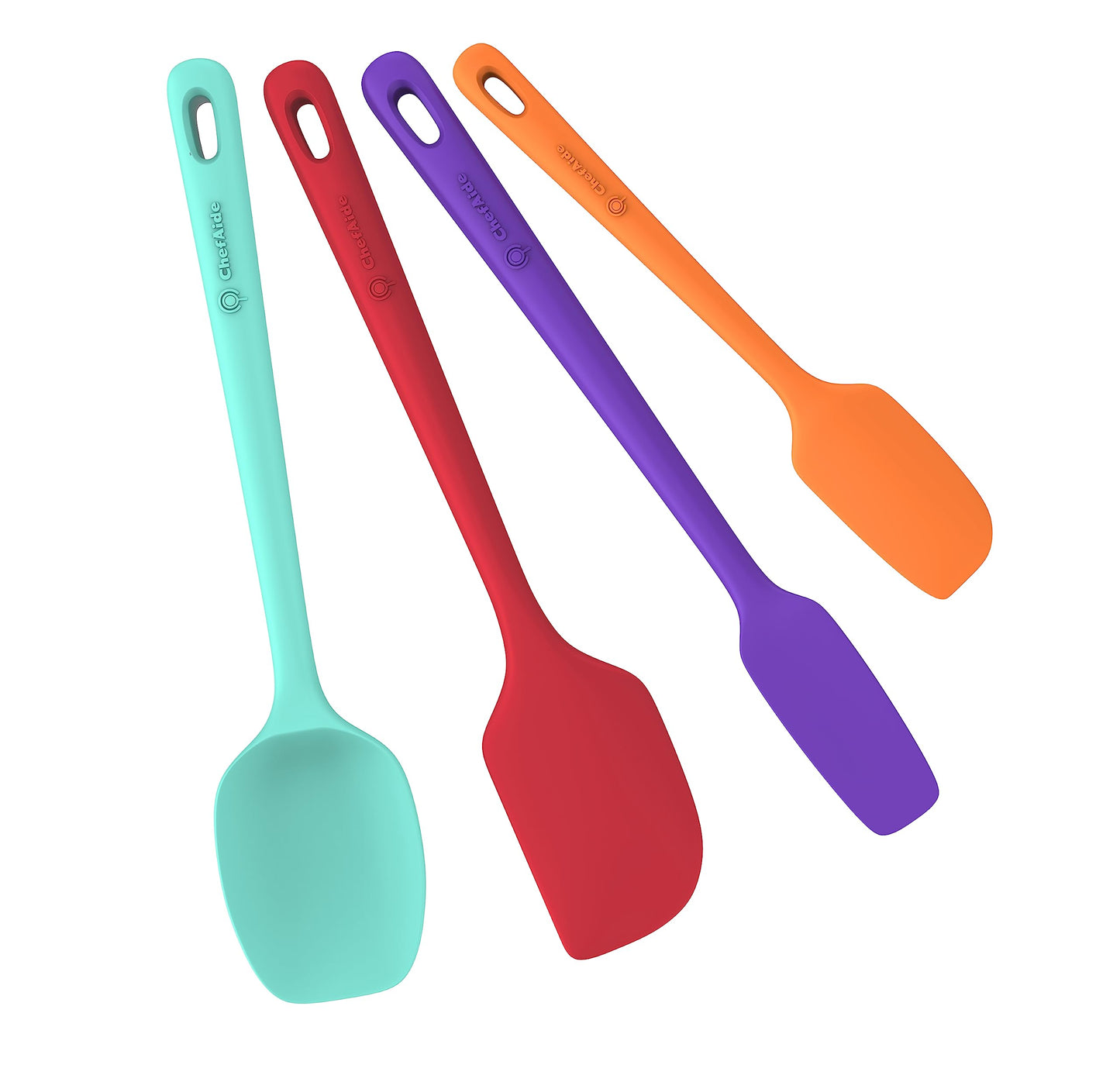 ChefAide 5 Pieces Silicone Spatula Set, Food Grade Rubber Spatula, Upgrade Strong Handle with Ergonomic Grip, Heat Resistant Up to 600°F for Nonstick Cookware, Cooking