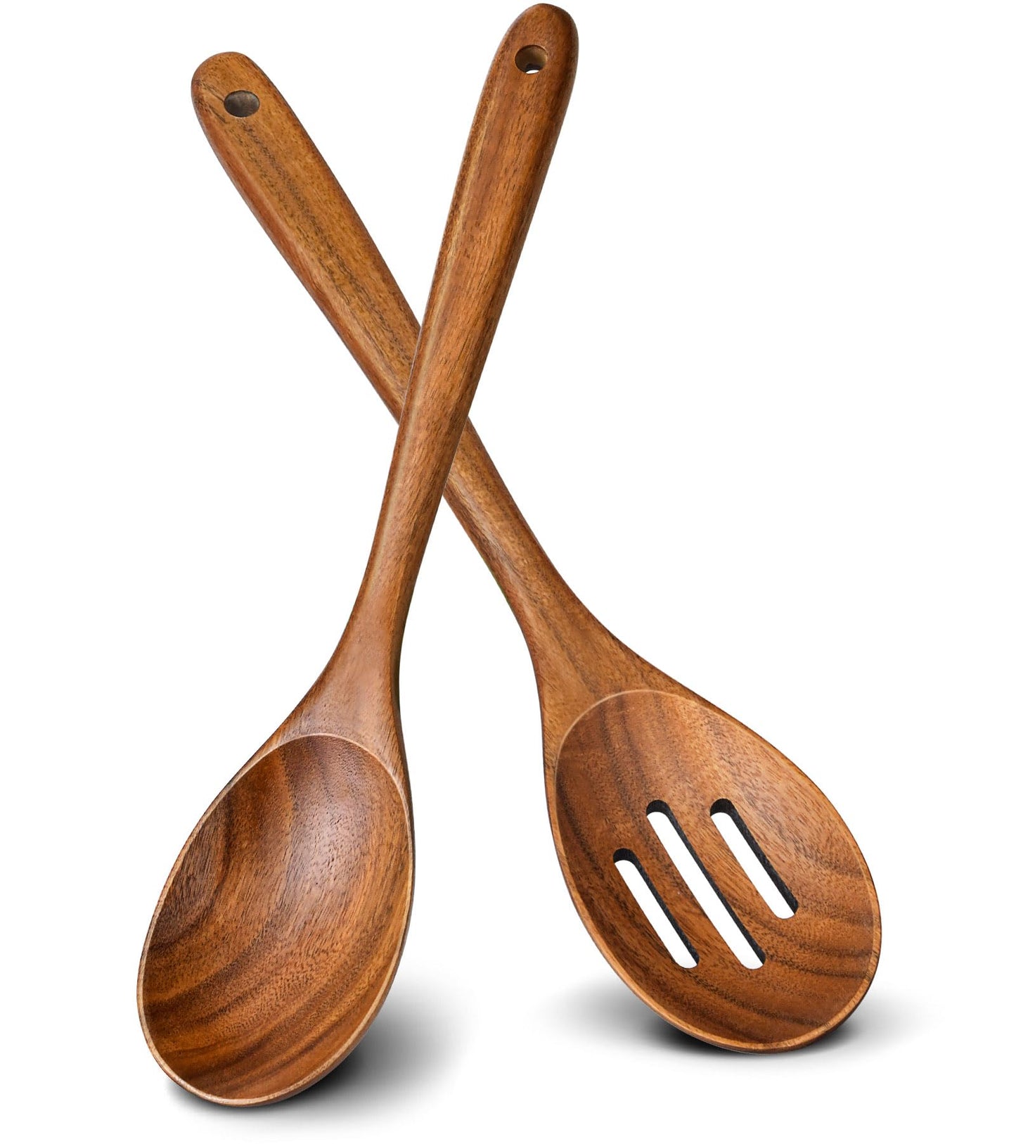 Wooden Slotted Spoons for Cooking, Teak Wooden Kitchen Utensils for Serving