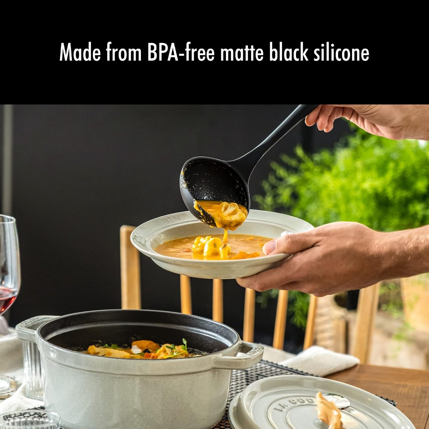 Staub Soup Ladle, Cooking Utensil, Non-Stick Silicone, Black