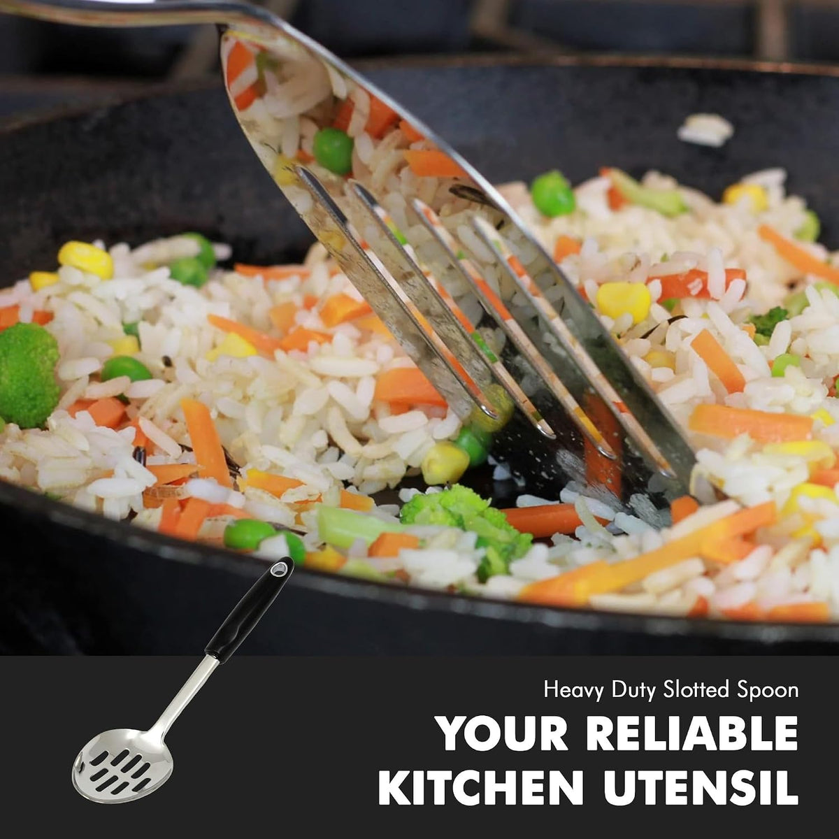 Chef Craft Select Slotted Spoon, 12 inch, Stainless Steel