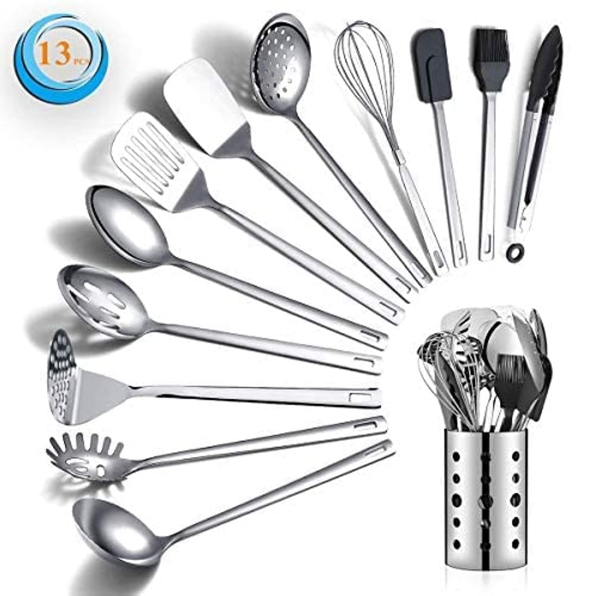 Berglander Stainless Steel Slotted and Basting Spoon, Heat Resistant, Non-Stick, Dishwasher Safe, Easy to Clean