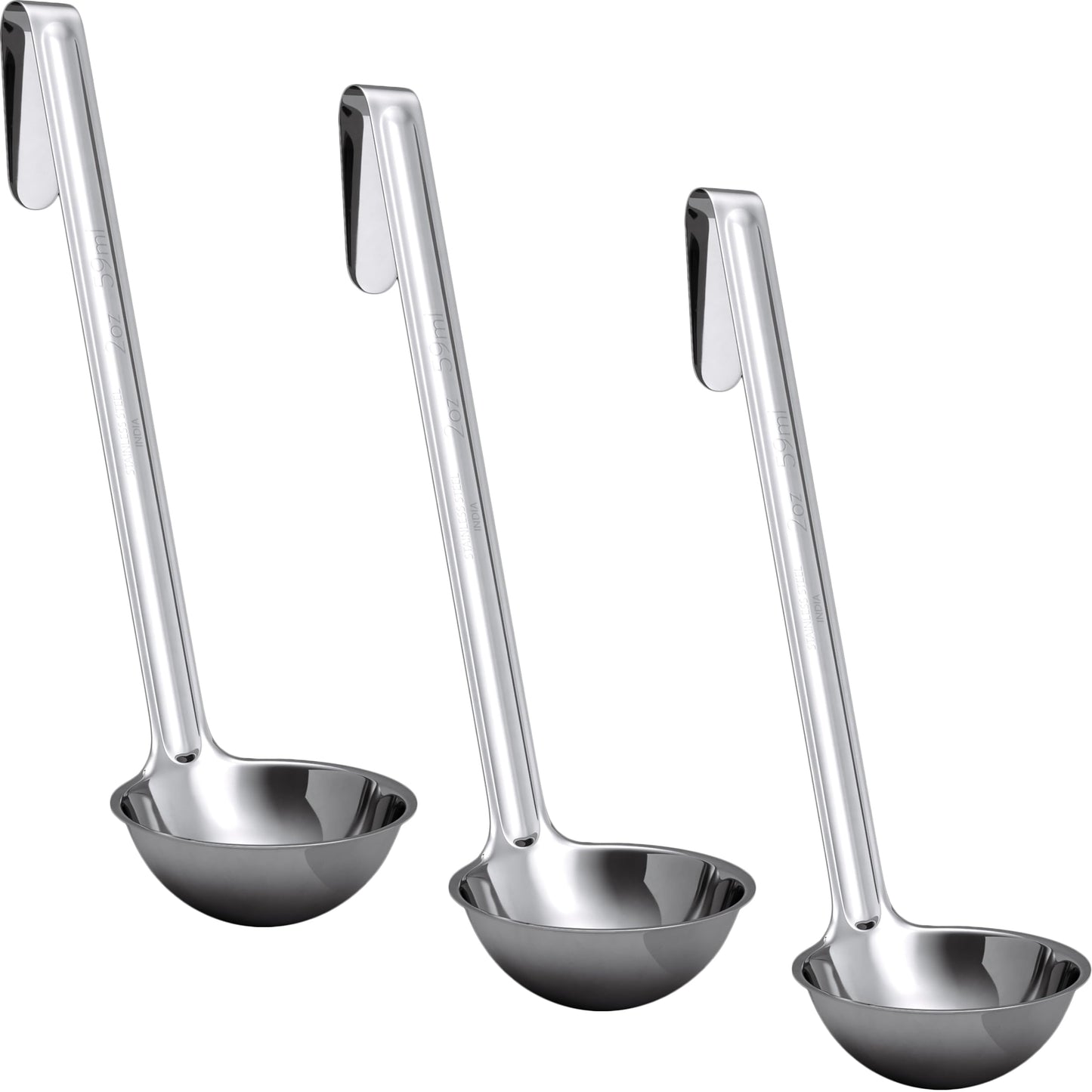 Sturdy, Ergonomic Combo Sizes Ladles 5 Pk. 1 2 4 6 8 Oz Stainless Steel Ladle with Long Handles. Best Kitchen Supplies for Stirring, Portioning and Serving Soup, Chili and Stew in Restaurants and Home