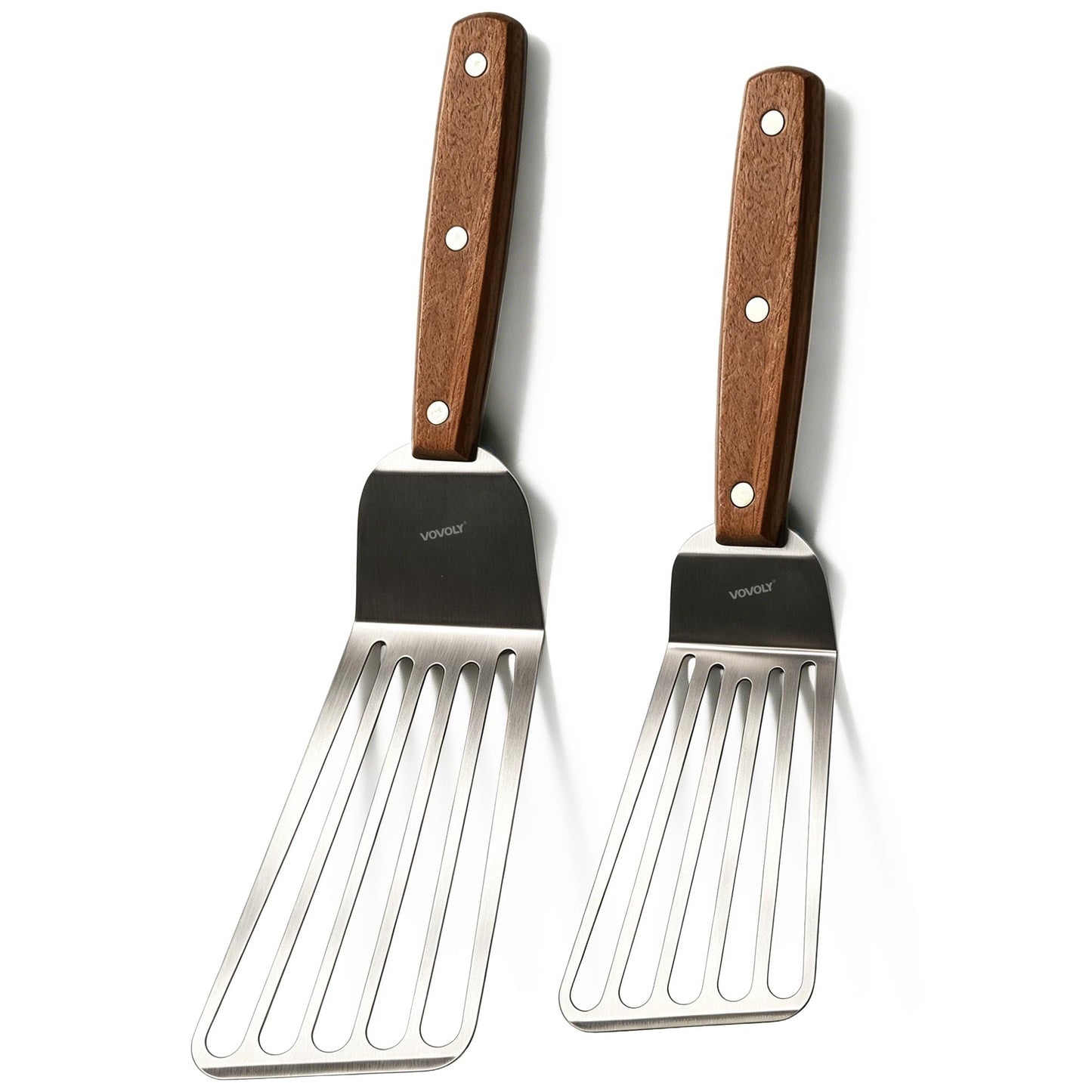 Fish Spatula Turner, Stainless Steel Slotted Spatulas Set - 3"x6"+4"x8"