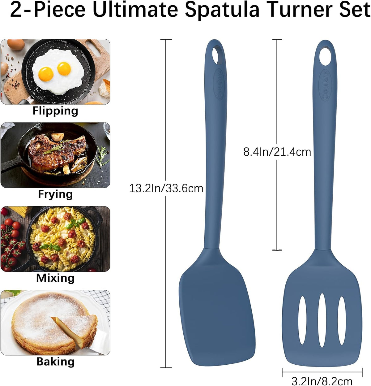Coukre 2 Pack Silicone Spatula Set,High Heat Resistant, BPA-Free