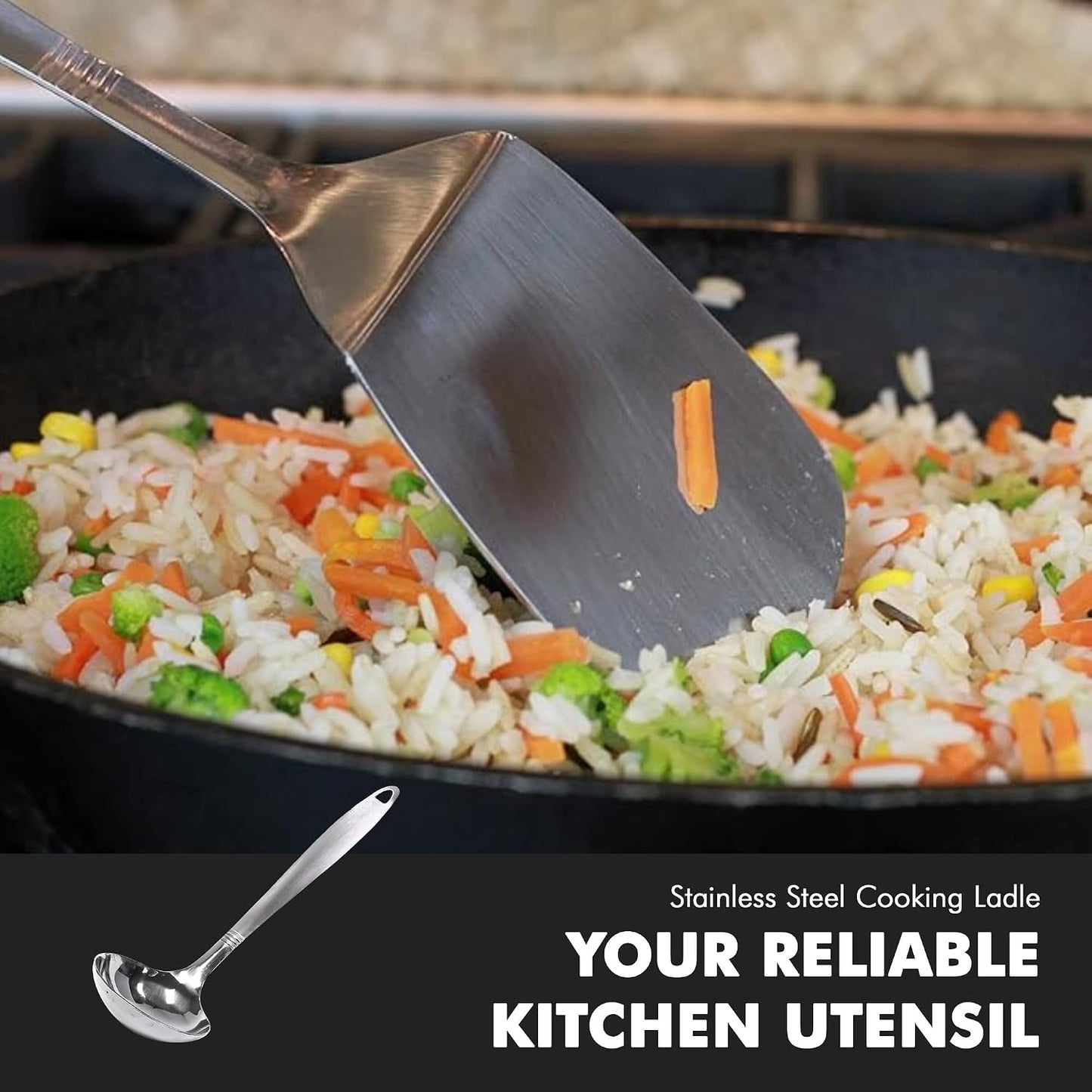Chef Craft Select Cooking Ladle, 11.5 inch, Stainless Steel
