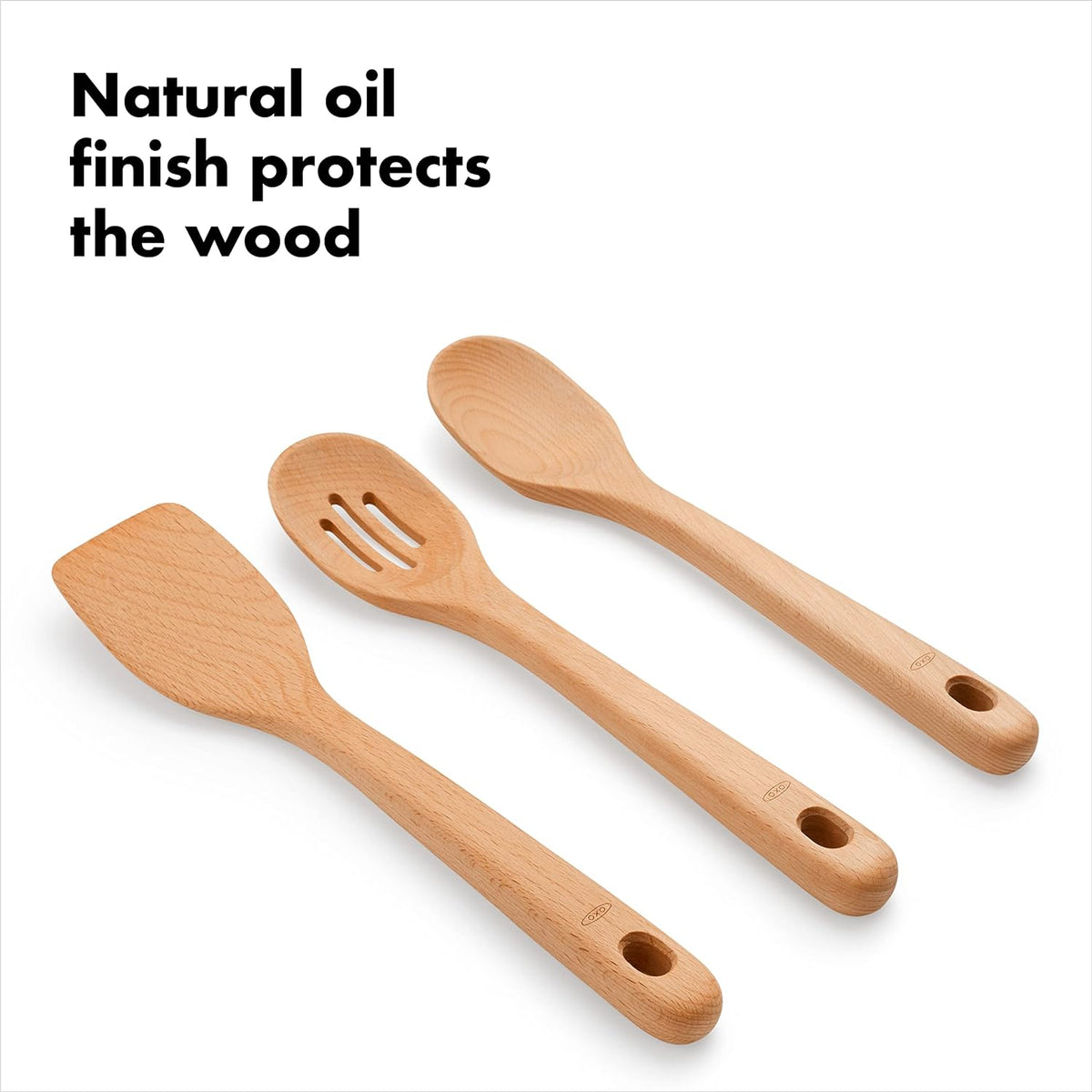 OXO Good Grips Wooden Utensil Set for Cooking, 3-Piece