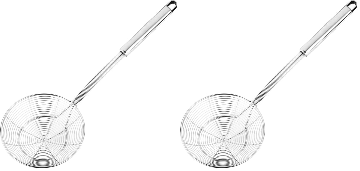 Hiware Solid Stainless Steel Spider Strainer Skimmer Ladle for Cooking and Frying, Kitchen Utensils Wire Strainer Pasta Spoon, 5.4 Inch