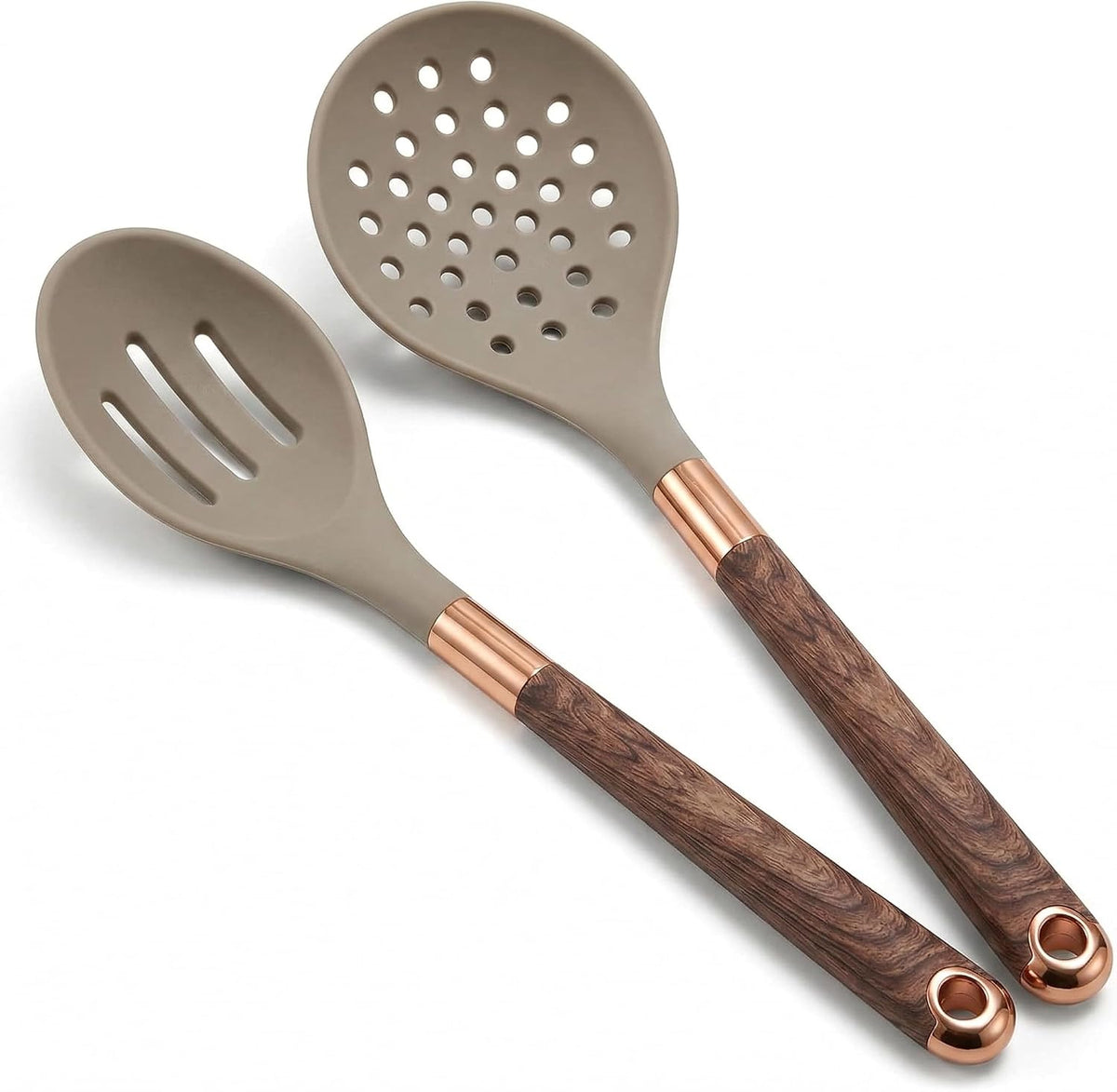 LorisArm Slotted Spoon & Skimmer Spoon 2 PC, 13" Silicone Kitchen Strainer Skimmer for Straining Pasta/Cooking/Frying, Non Stick Kitchen Utensils Pasta Spoons.
