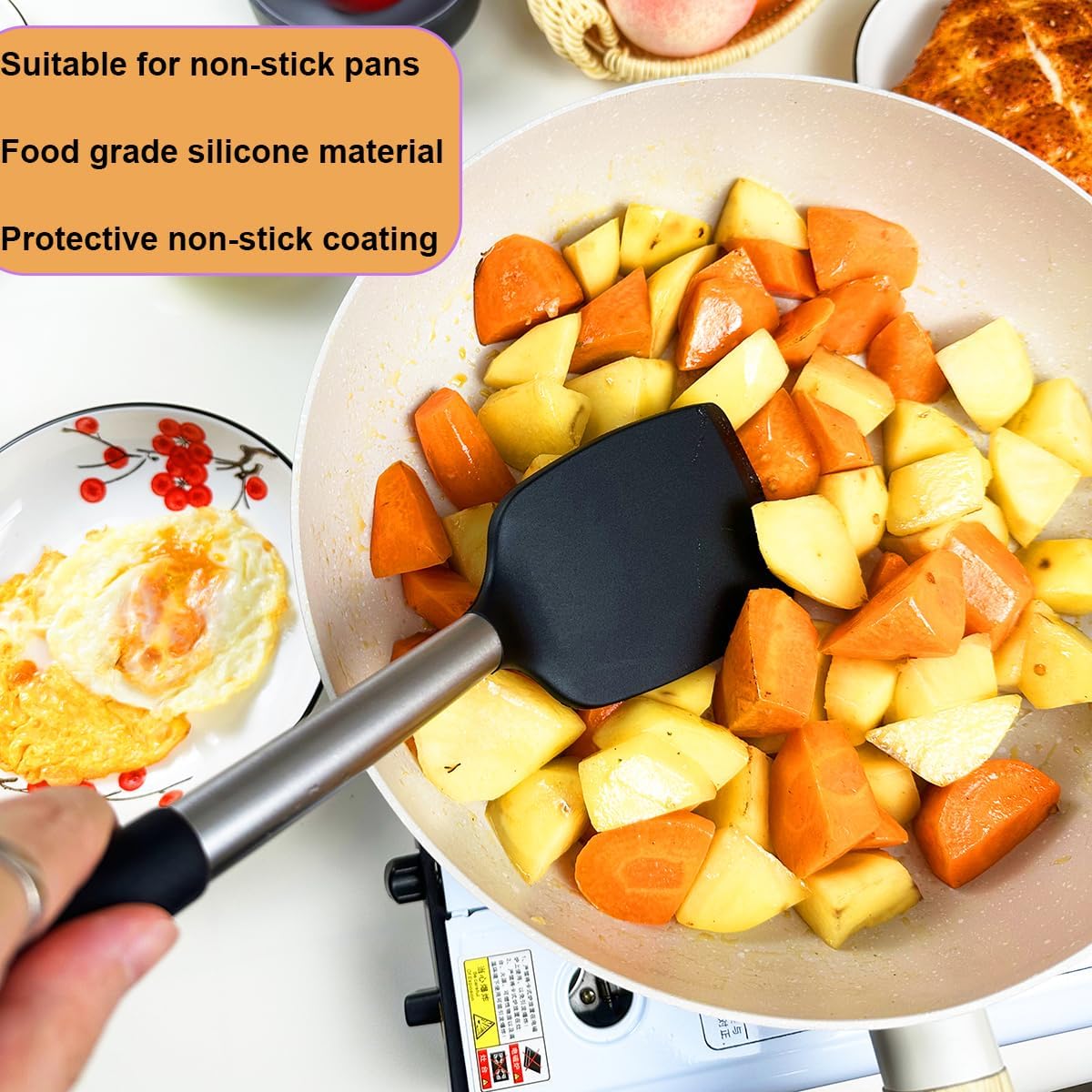 KLAQQED Spatula Set Silicone Heat Resistant for Nonstick Cookware Rubber Silicone Spatula Turner Fish, Large Nonstick Plastic Egg Wok Spatula for kitchen use Cooking Utensils Set