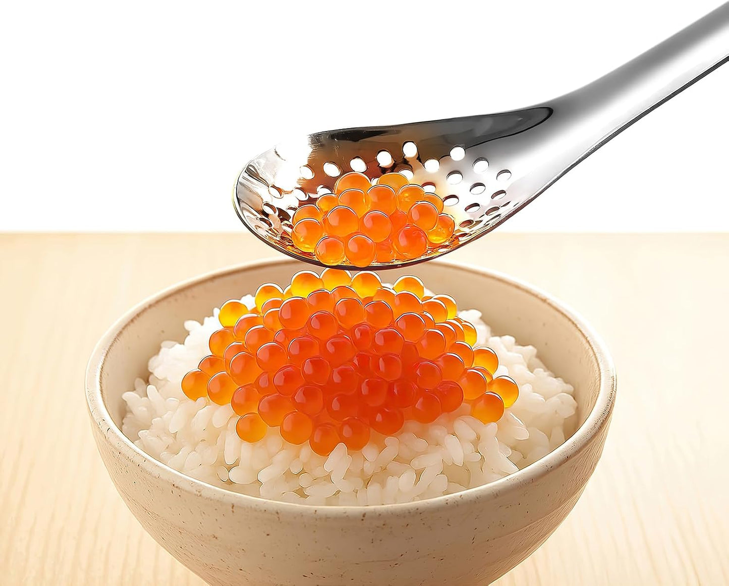 Stainless Steel Slotted Spoons Set of 2, Small Caviar Spoons for Egg Separator, Spherification & Molecular Gastronomy, Fine Mesh Skimmer