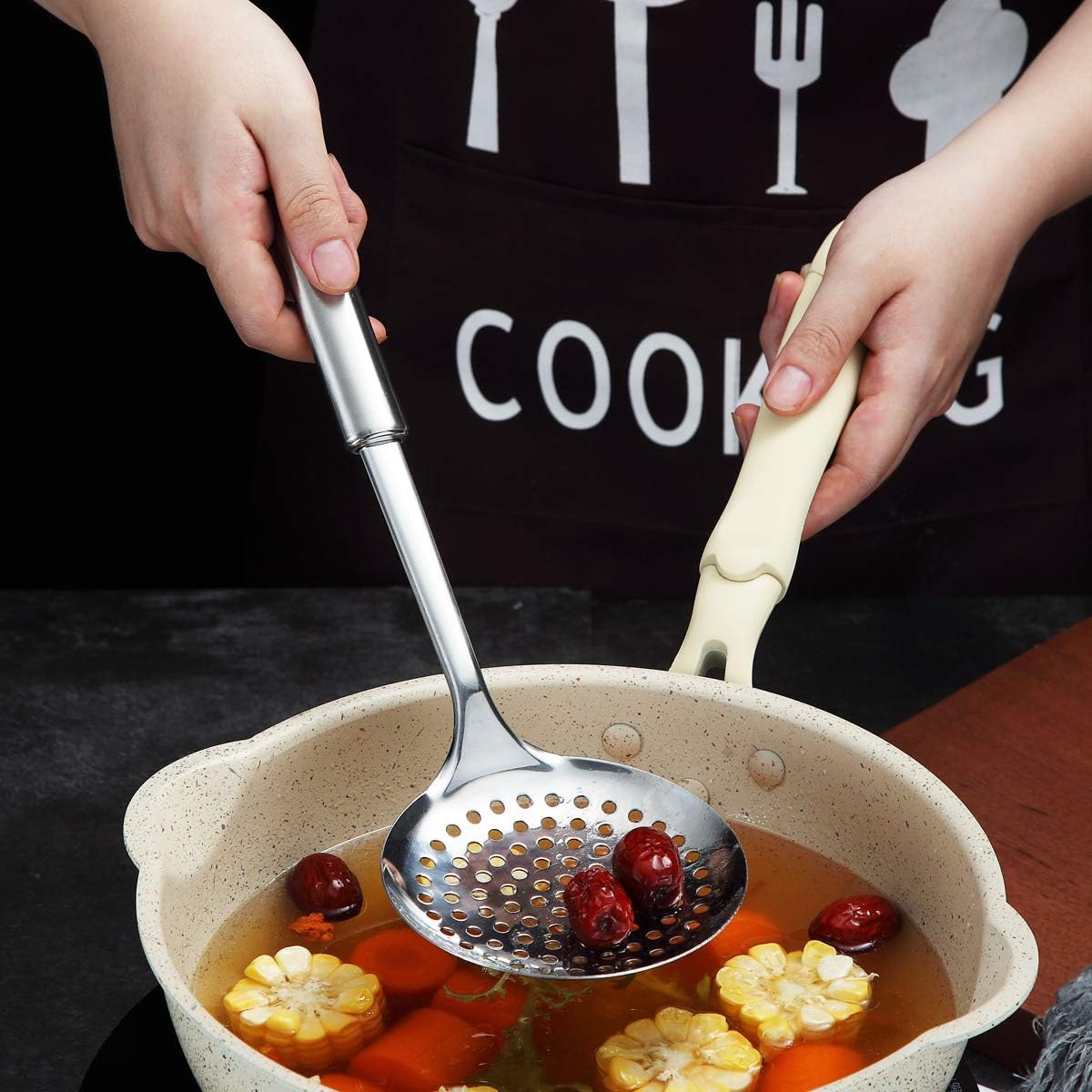 Berglander Stainless Steel Cooking Skimmer - Slotted Spoon for Straining, Ideal for Kitchen Use