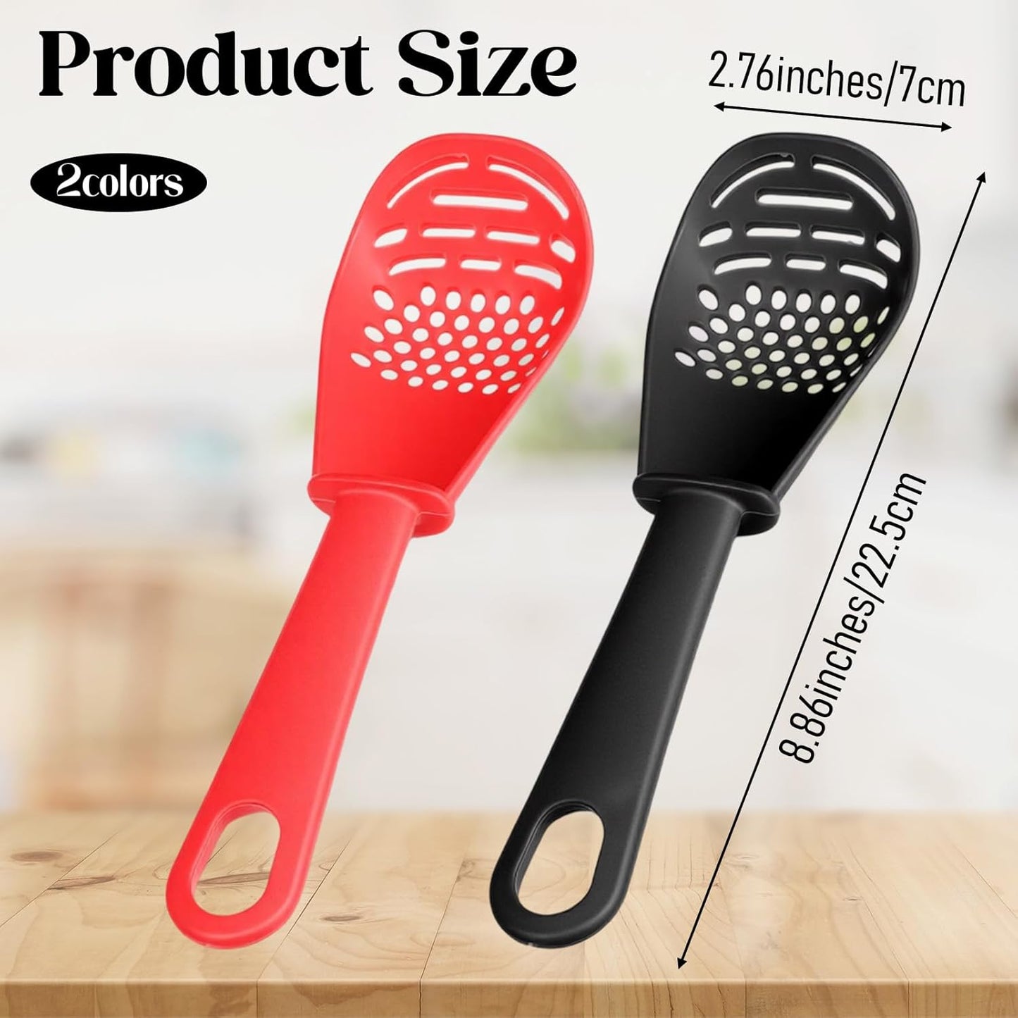 2 Pcs 6-in-1 Multifunctional Kitchen Cooking Spoon Heat Resistant Kitchen Utensils Slotted Spoon Tool for Cooking Mashing Draining Grating Separating
