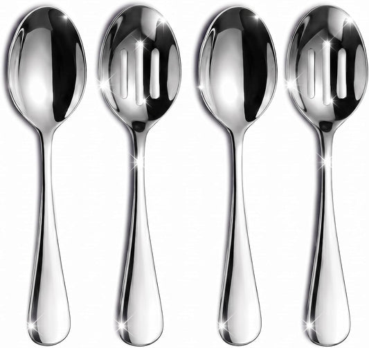 VIVANI 4-Piece Serving Spoons Set, 8.5-Inch Serving Spoon and Slotted Spoon
