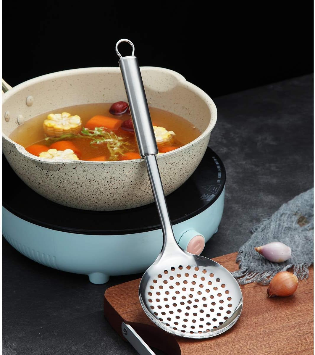 Berglander Stainless Steel Cooking Skimmer - Slotted Spoon for Straining, Ideal for Kitchen Use