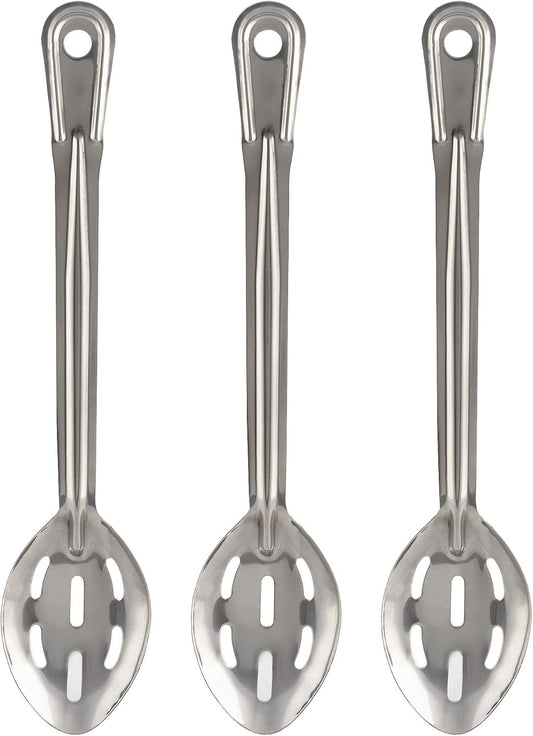 Perforated Stainless Steel Spoon - Serving Slotted Spoons for Restaurant - Large Metal Commercial Tablespoon for Cooking 3 Pcs