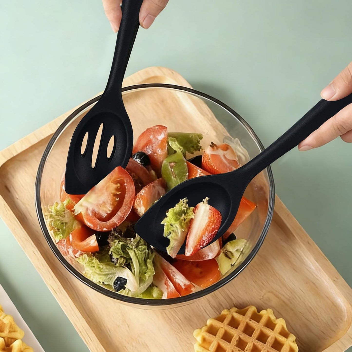 Silicone Cooking Spoon, Slotted Spatula Spoon for Nonstick Cookware