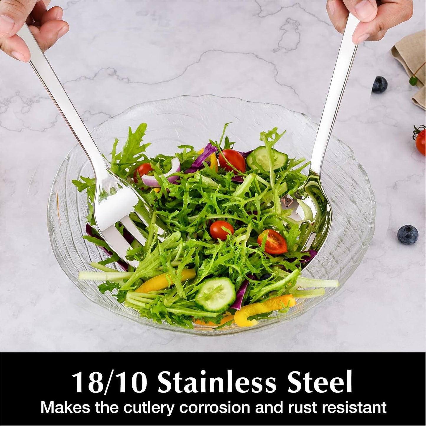 KINGSTONE 18/10 Stainless Steel Slotted Serving Spoons 4 Piece Sets
