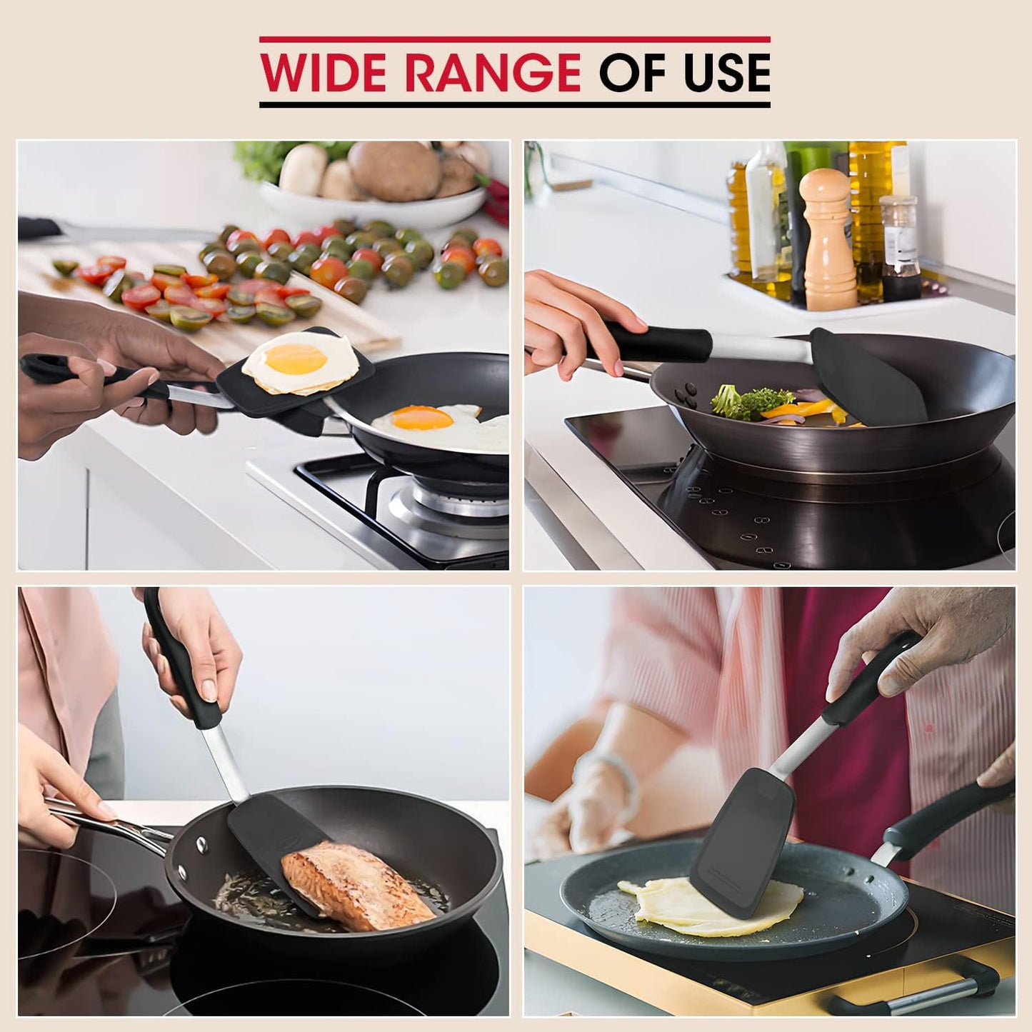 Unicook 2 Pieces Flexible Silicone Spatula Set for Kitchen Use, Food Grade